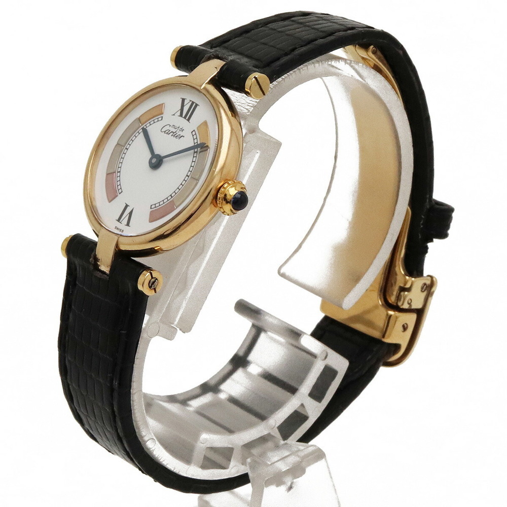 Cartier Must VLC Vermeil SV925 GP White Dial Three Color Women's Quartz Wrist... - Picture 2 of 8